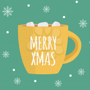 Merry Xmas background with Hot chocolate. Vector Illustration EPS10