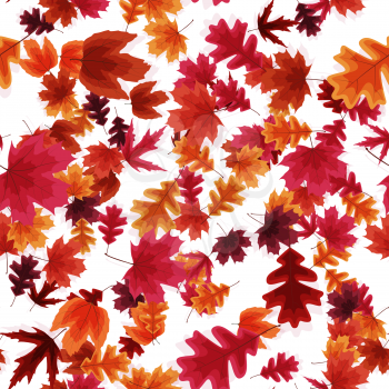 Autumn Falling Leaves Seamless Pattern Background. Vector Illustration EPS10