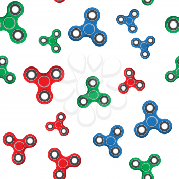 Spinner, popular anti-stress toy seamless pattern background. Vector Illustration.