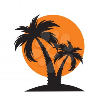 Black  palm tree silhouette. Vector Illustration EPS10