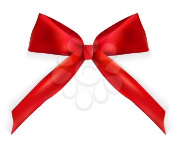 Design Product Red Ribbon and Bow. 3D Realistic Vector Illustration. EPS10