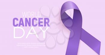 World Cancer Day concept with Lavender Ribbon. Vector illustration. EPS10