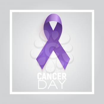 World Cancer Day concept with Lavender Ribbon. Vector illustration. EPS10