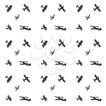 Set of cartoon silhouettes cute airplane. Seamless Pattern. Vector Illustration. EPS10
