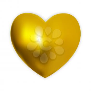 Naturalistic colorful 3D golden heart on a white background. Vector Illustration. EPS10