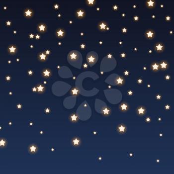 Glitter sparkles on night sky background. Vector Illustration EPS10