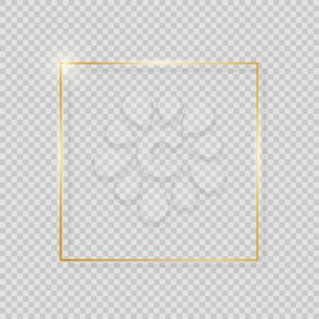 Gold Paint Glittering Textured Frame on Transparent Background. Vector Illustration EPS10