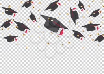 Education Concept Background. Graduation caps and confetti. vector illustration EPS10