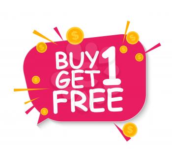 Buy 1 Get 1 Free sale banner template. Offer promotion for retail. Vector Illustration EPS10