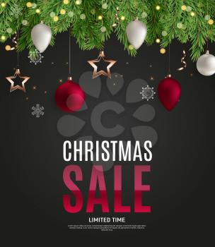 Christmas and New Year Sale Gift Voucher, Discount Coupon Template Vector Illustration EPS10