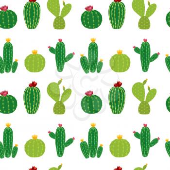 Cactus Icon Collection Seamless Pattern Background Vector Illustration EPS10