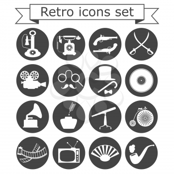 Retro icons set on white background, vector, esp 8