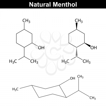 Menthol - food and pharmaceutical additive, structural chemical formula, 2d vector, eps 8