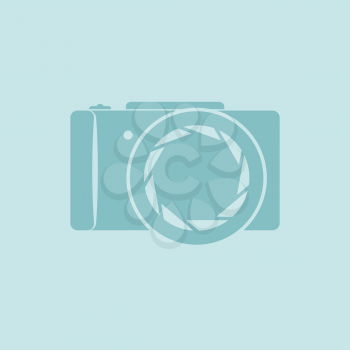Photo camera symbol on light blue background, 2d vector, eps 8