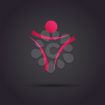 Human body logo, trigon shape, 2d vector sign, eps 10