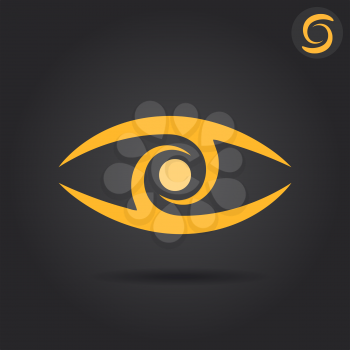 Eye logo sign, 2d vector on dark background, eps 10