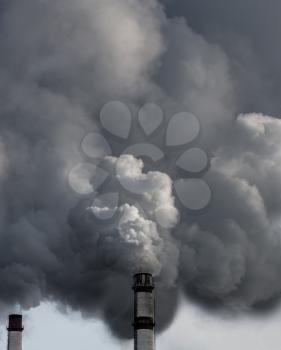 Factory pollutes the atmosphere harmful emissions. Russia, Yaroslavl, outdoors shot
