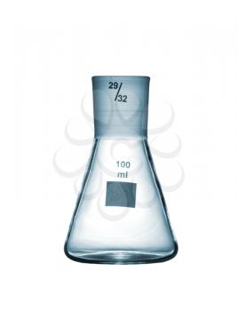 Conical volumetric flask isolated on white background, studio shot