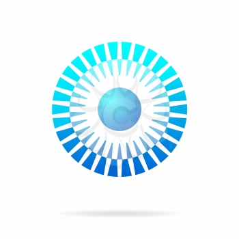 Abstract blue circle, connection concept, 2d vector icon, eps 10