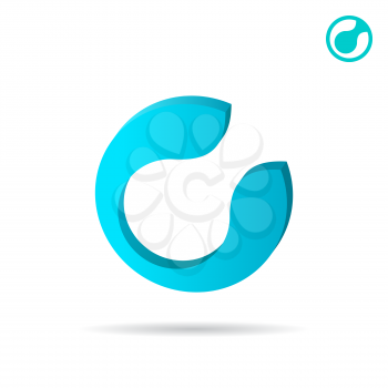C letter circular sign, 2d and 3d icons on white background, vector, pes 10