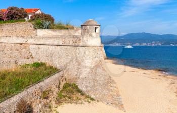 Ajaccio, La Citadelle. Old stone fortress on the sea cost. Corsica, France. Popular touristic landmark