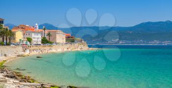 Ajaccio, Corsica island, France. Coastal cityscape panorama