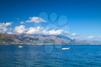 Landscape of Gaeta bay, Mediterranean Sea coat, Italy