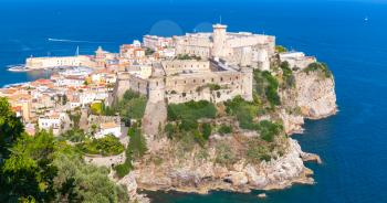 Massive Aragonese-Angevine Castle on the hill in old town of Gaeta, Italy