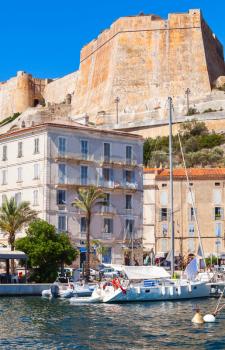 Vertical cityscape of Bonifacio, Corsica island, France
