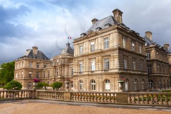 Paris, France - August 10, 2014: Luxembourg Palace facade in Luxembourg Gardens, Paris, France