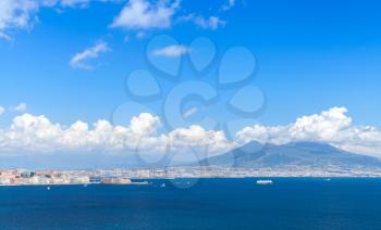 Gulf of Naples. Landscape with Mount Vesuvius on the horizon
