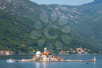 Bay of Kotor. Church on island Our Lady of the Rocks