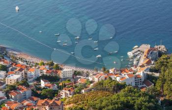 Petrovac resort town, summer landscape. Adriatic sea, Montenegro