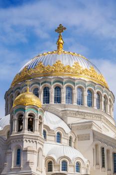 Orthodox Naval cathedral of St. Nicholas. Built in 1903-1913 as the main church of the Russian Navy. Kronshtadt, St.Petersburg, Russia
