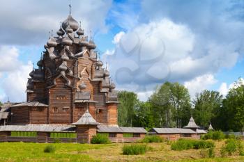 Russian wooden Church of the Intercession. St. Petersburg