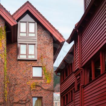 Norwegian wooden houses. Old town of Bergen, Norway