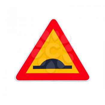 Speed Hump, triangle traffic sign isolated on white background