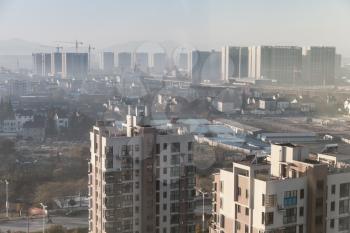 Cityscape of Hangzhou city, China. Block of flats, living houses