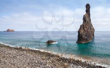 Beach and rocky Islets of the Ribeira da Janela, Madeira island, Portugal
