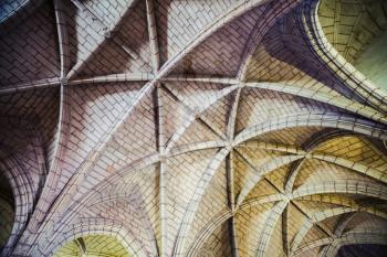 Classical gothic ceiling structure, abstract architectural background photo