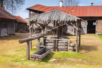 Wooden well, traditional old Russian farm