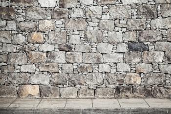 Empty Interior background texture, gray stone wall and floor tiling