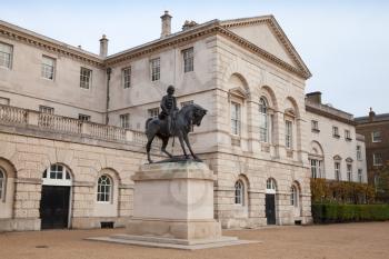 Field Marshal Earl Roberts statue in square of Horse Guards historic building in the City of Westminster, London