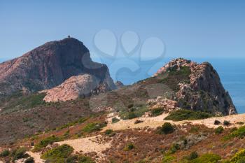 Landscape of French mountainous Mediterranean island Corsica. Corse-du-Sud, Piana region