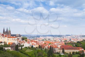 Czech Republic, panorama of Prague with St. Vitus Cathedral