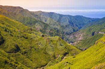 Mountain landscape of Madeira in summertime, Portugal