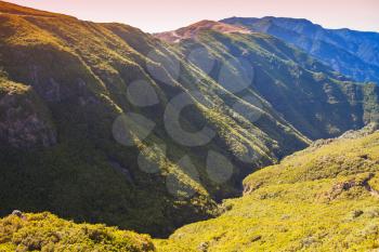 Mountain landscape of Madeira Island in summertime, Portugal