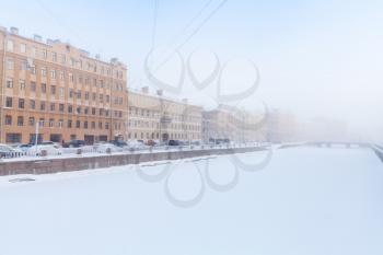 Griboyedov Canal in winter. Cityscape of Saint Petersburg, Russia