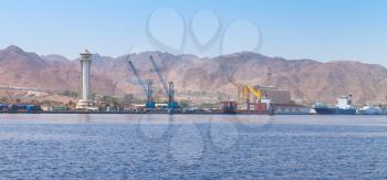 Panorama of Aqaba port, Gulf of Aqaba, Hashemite Kingdom of Jordan
