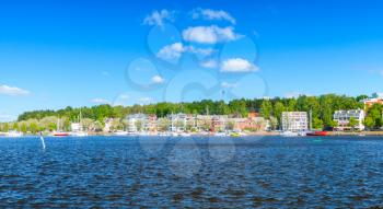 Panoramic landscape of Lappeenranta harbour in summer day, Finland